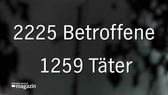 In großen Lettern auf steht: 2225 Betroffene und 1259 Täter. © Screenshot 