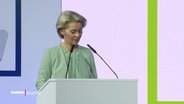 EU-Kommissionspräsidentin Ursula von der Leyen am Rednerpult. © Screenshot 