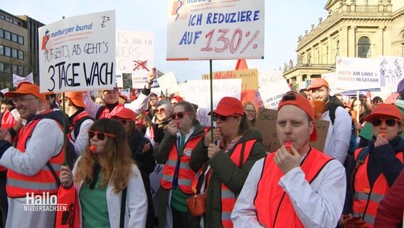 Eine Demonstration von Ärztinnen und Ärzten der Uni-Kliniken. © Screenshot 