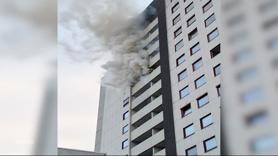 Ein brennendes Hochhaus. © Screenshot 