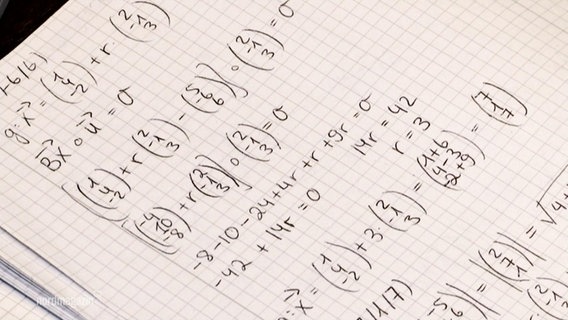 Matherechnungen auf einem Zettel. © Screenshot 