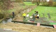 Vier Personen stehen an einem Kanal und fischen. © Screenshot 