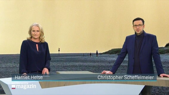 Harriet Heise und Christopher Scheffelmeier moderieren das Schleswig Holstein Magazin. © Screenshot 