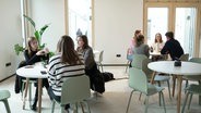 Mitarbeitende einer Lüneburger Digital-Agentur besprechen sich im internen Café. © Screenshot 
