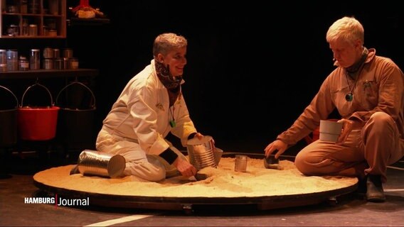 Szene aus dem Kinderstück "1.400 Tonnen Sand" am Fundus Theater. © Screenshot 
