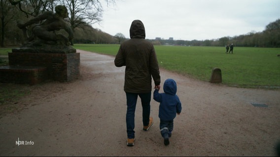 Ein Mann geht mit seinem Kind im Park spazieren. © Screenshot 