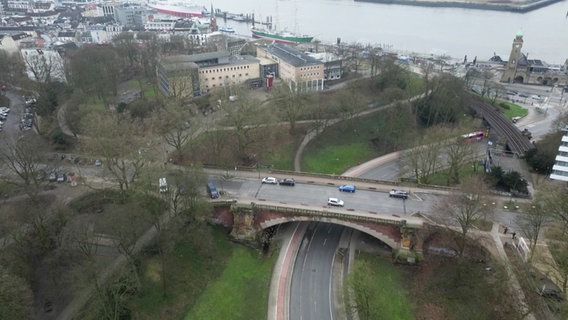 Blick aus der Luft auf die Seewartenstraße in Hamburg. © Screenshot 