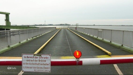 Schranke sperrt den Zugang zur Weserfähre. © Screenshot 