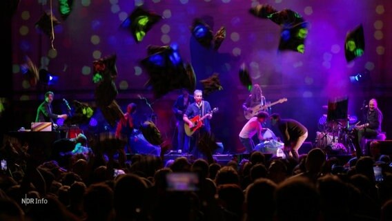 Bei einem Konzert von Olli Schulz fliegen Kissen durch das Paublikum. © Screenshot 
