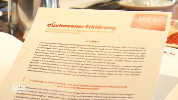 Ein Blatt mit der Überschrift: "Cuxhavener Erklärung". © Screenshot 