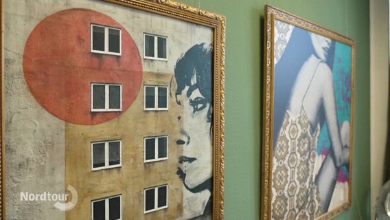 Zwei Werke der Künstlerin Juli Schupa, die Betonflächen als Leinwand nutzt. © Screenshot 