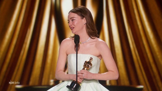 Emma Stone bei der Oscarverleihung 2024. © Screenshot 