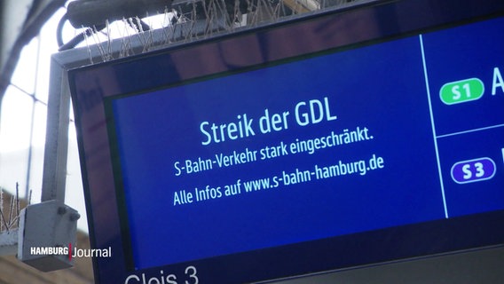 Ein Display informiert über den GDL-Streik. © Screenshot 