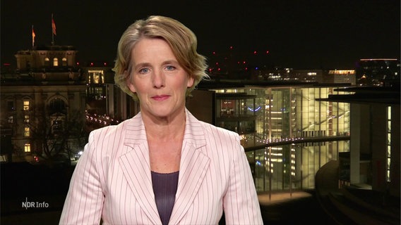 NDR-Korrespondentin Kerstin Dausend ist aus Berlin zugeschaltet. © Screenshot 