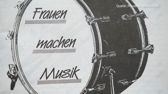 "Frauen machen Musik". steht auf einem Werbeplakat für Frauen-Proberäume in Hamburg. © Screenshot 