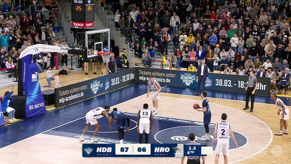Die Basketballer der Rostock Seawolves verloren ihr Spiel gegen Basketball Heidelberg. © Screenshot 