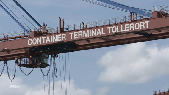 Ein Hafenkran in einem Container Terminal im Hamburger Hafen. © Screenshot 