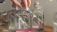 Gin-Flaschen der Marke "Elephant" stehen auf einem Fensterbrett. © Screenshot 