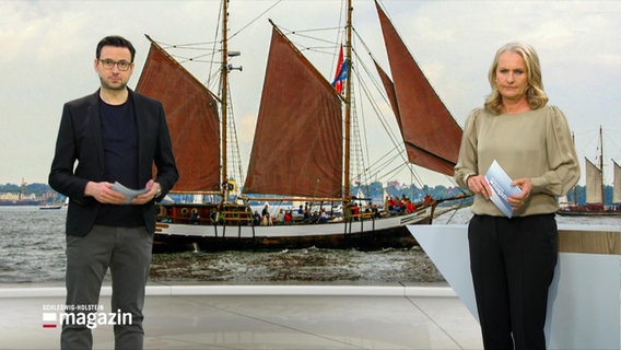 Harriet Heise und Christopher Scheffelmeier moderieren das Schleswig-Holstein Magazin. © Screenshot 