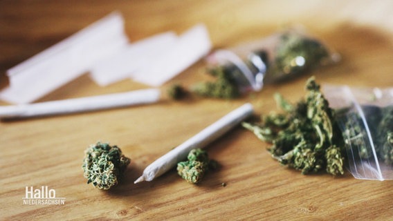 Cannabis und Joints auf einem Tisch. © Screenshot 