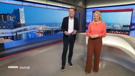 Ulf Ansorge und Dina Hille moderieren das Hamburg Journal. © Screenshot 