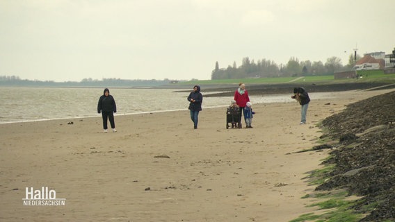 Menschen spazieren an einem Strand. © Screenshot 
