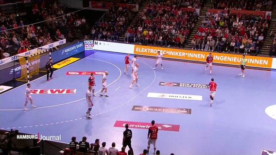 Spielszene beim Handballspiel HSV gegen Melsungen. © Screenshot 