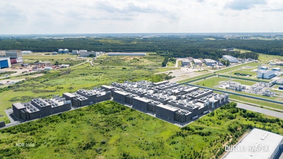 Grafik einer sich in Planung befindenden Wasserstofffabrik. © Screenshot 