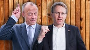 Friedrich Merz und Daniel Günther von der CDU. (extra 3 vom 04.04.2024 im Ersten) © NDR 