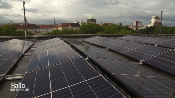 Eine große Photovoltaik-Analge auf einem Dach. © Screenshot 