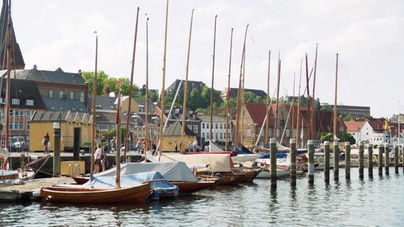 Segelboote im alten Hafen in Flensburg. © Screenshot 