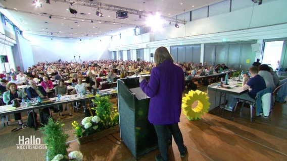Blick in den Versammlungssaal der Grünen. © Screenshot 