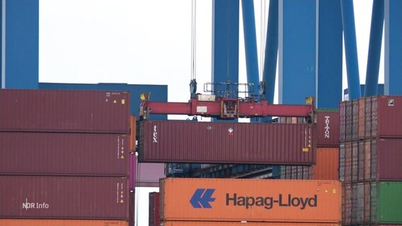 Container werden am Hamburger Hafen verladen. © Screenshot 