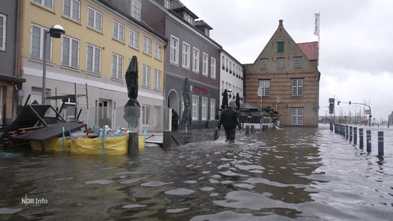Hochwasser in Flensburg. © Screenshot 