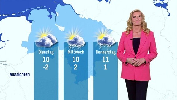 Claudia Kleinert gibt die Wettervorhersage für die nächsten Tage in Niedersachsen. © Screenshot 
