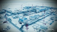 Eine Erdgasförderanlage in Sibirien, aus der Luft aufgenommen. © Screenshot 