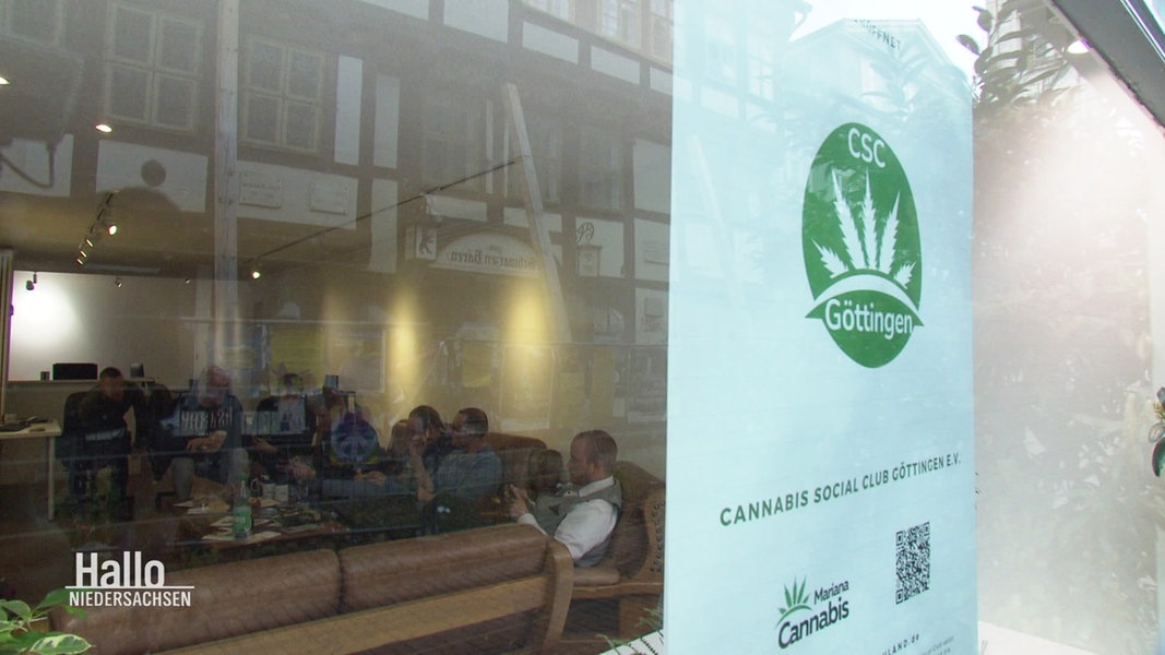 Die Räumlichkeiten des Cannabis Social Club Göttingen durch das Schaufenster betrachtet.