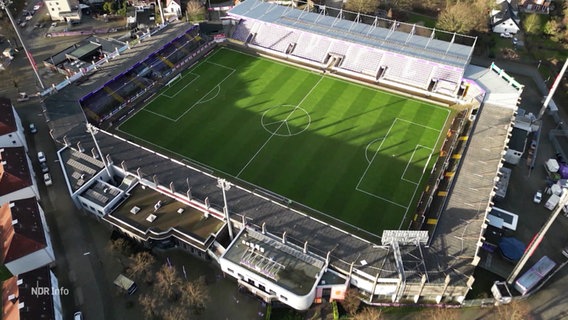 Das Stadion des VfL Osnabrück aus der Luft betrachtet. © Screenshot 