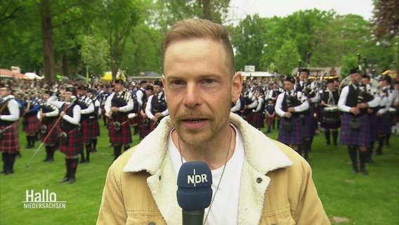 Reporter Tino Nowitzki berichtet vom "Highland Gathering" in Peine. © Screenshot 