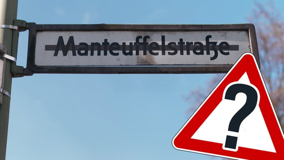 Ein durchgestrichenes Straßenschild der Berliner Manteuffelstraße. (extra 3 vom 09.05.2024 im Ersten) © NDR 