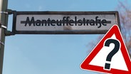 Ein durchgestrichenes Straßenschild der Berliner Manteuffelstraße. (extra 3 vom 09.05.2024 im Ersten) © NDR 