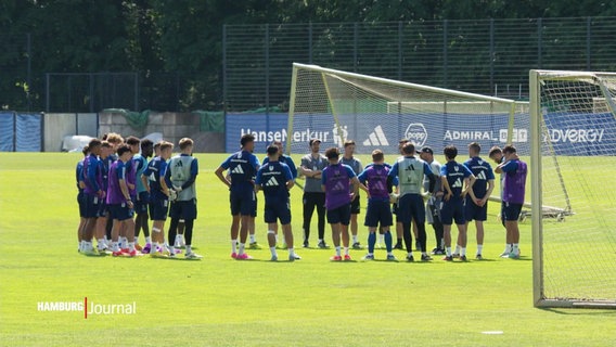 Die HSV Mannschaft steht beim Training auf dem Platz. © Screenshot 