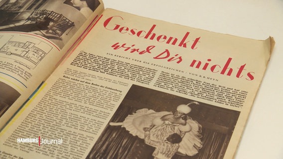 Eine alte Ausgabe der Brigitte liegt aufgeschlagen auf einem Tisch. Ein Artikel ist mit "Geschenkt wird dir nichts" betitelt. © Screenshot 