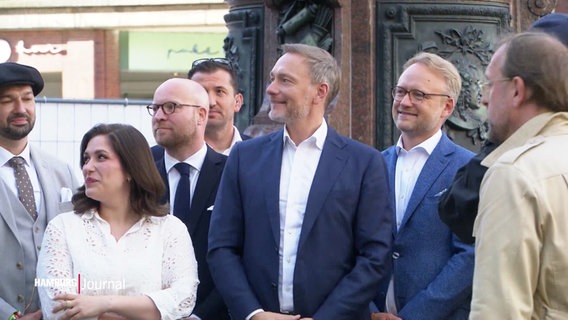 Bundesfinanzminister Linder ist zum Europa-Wahlkampf nach Hamburg gekommen. © Screenshot 