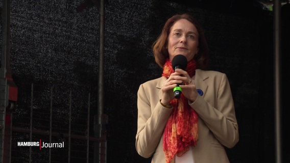 Spitzenkandidatin Katharina Barley war auf einer SPD-Kundgebung zu den Wahlen. © Screenshot 