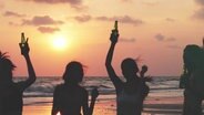 Die Schattenumrisse von feiernden jungen Menschen im Sonnenuntergang © Screenshot 