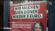 Wahlwerbung der SPD in einem Kieler Dönerladen. © Screenshot 