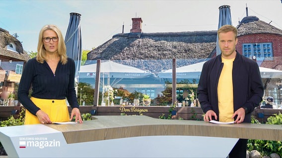 Gabi Lüeße und Henrik Hanses moderiern das Schleswig-Holstein Magazin © Screenshot 