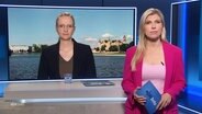 In einer Schalte sprechen die Moderatorin und eine Korrespondentin miteinander. © Screenshot 