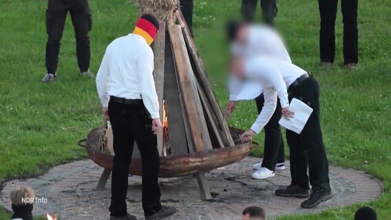 "Jungen Nationalisten" machen ein Feuer. © Screenshot 